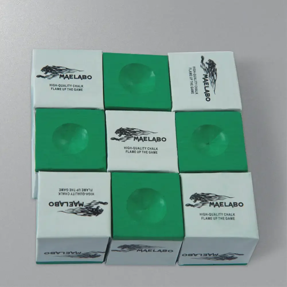 12PCS/Set No-slip Billiard Chalks Pool Cue Stick Chalk Snooker Easy Powder Billiard Chalk Pool Accessories Green