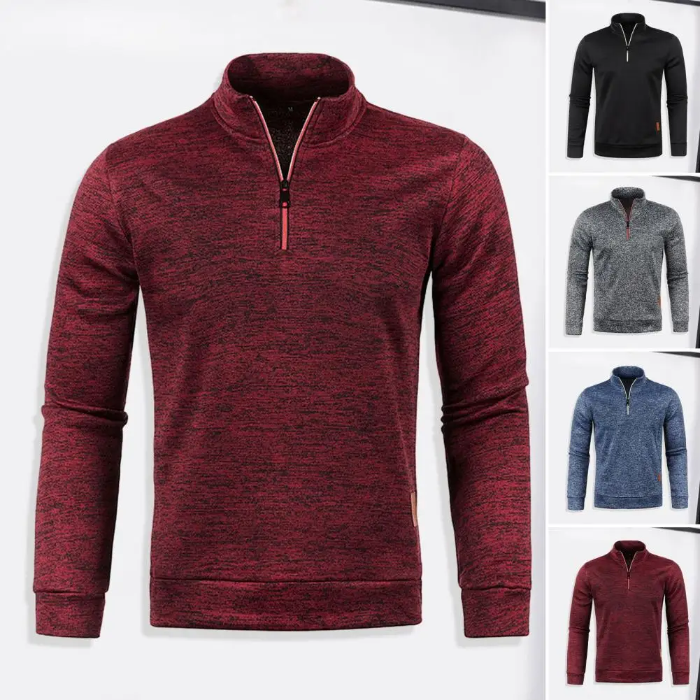 

Men Sweater Stylish Men's Winter Sweaters Stand Collar Long Sleeve Elastic Knitted Designs with Plush Warmth Zipper Neckline Men