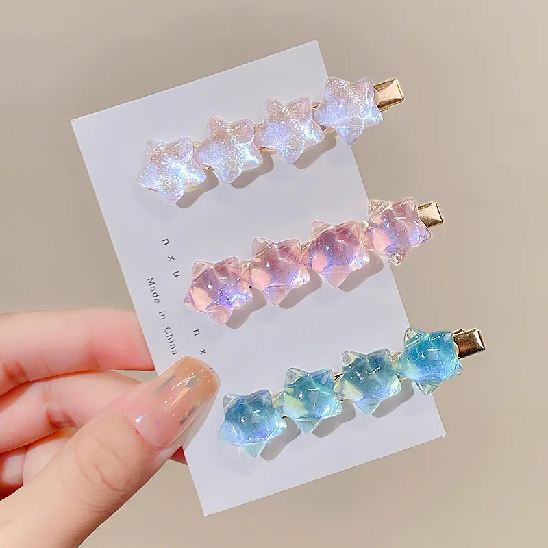 

Gradient Star Hairpin For Womens Girls Colorful Star Shape Duckbill Clip Side Hair Clips Decoration Fashion Hair Accessories