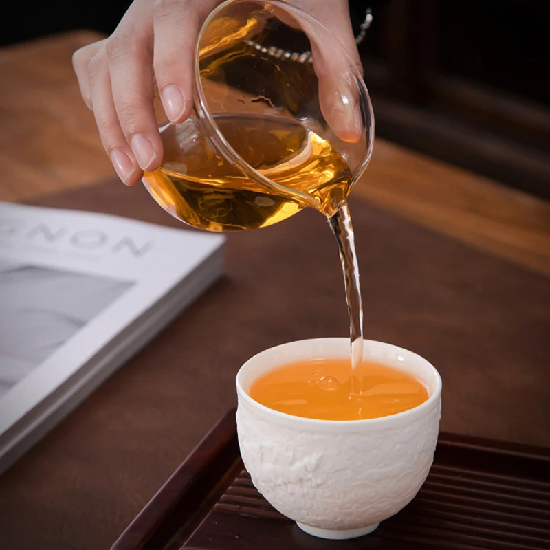 150ml Teacup Jade White Porcelain Cup Heart Sutra Cup Baifu Ceramic Tea Set Supplies Living Room Coffee Table Decoration