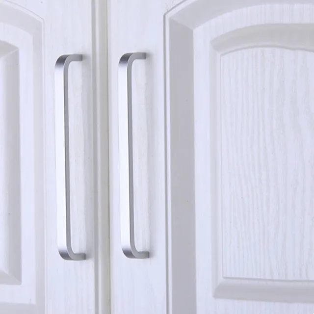 4/6/8/10/12 นิ้วอลูมิเนียมห้องครัวประตูตู้ตรงดึงลูกบิดเฟอร์นิเจอร์ฮาร์ดแวร์ 4