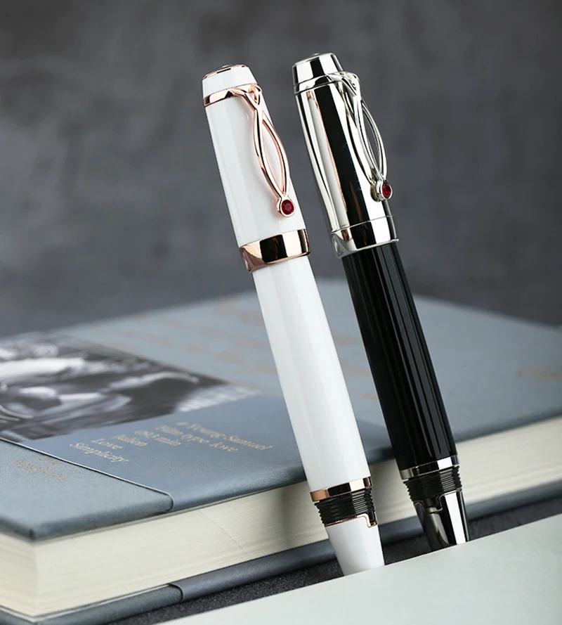 Majohn X1 Resin Retractable Fountain Pen White / Black Ink Pen Iridium EF Nib 0.38 Short Writing Gift Office Business School Pen majohn p136 resin piston red fountain pen ef f m flat nib writing pen 20 ink windows for business office school