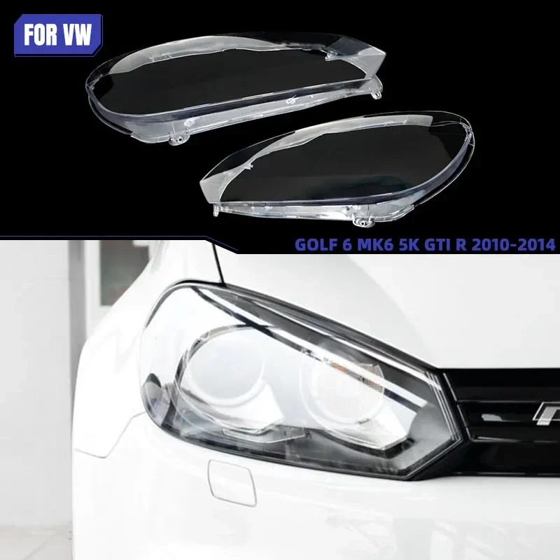 

1 Left/Right Car Front Headlight Lens Covers For VW Golf 6 MK6 GTI R 2010-2014 Transparent Lampshade Headlamp Shell Dust Cover