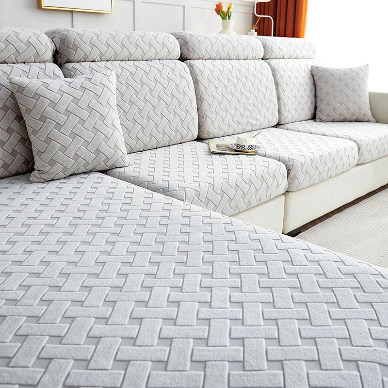 1pc Jacquard Sofa Slipcover Nonslip Elastic Sofa Cover Couch Cover for Bedroom Office Living Room Home Decor Furniture Protector 6