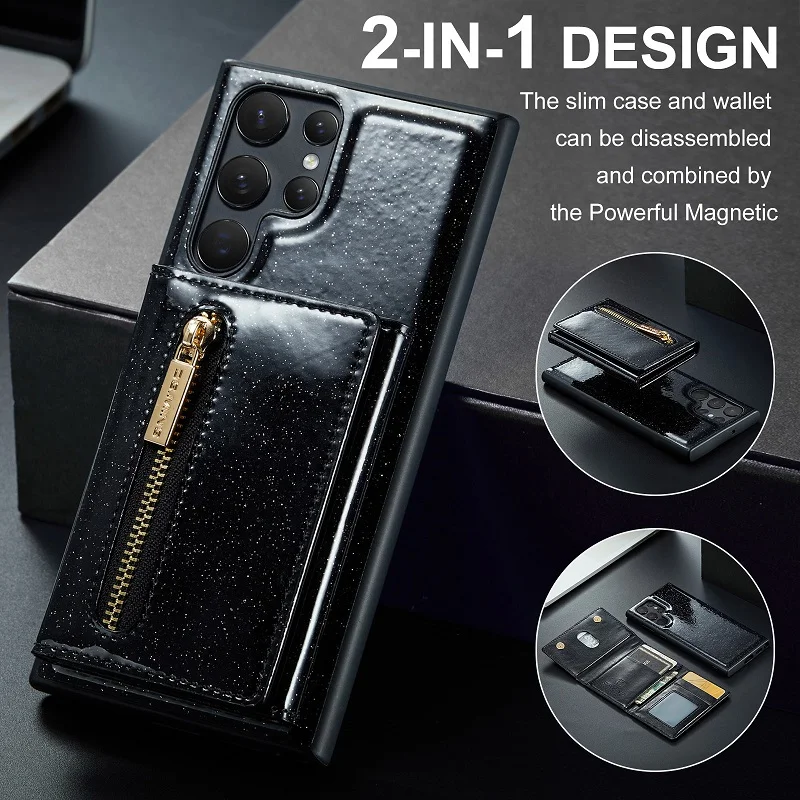 For Samsung Galaxy S21 S22 S23 S24 Plus Note20 Ultra Case Magnetic Leather Case Samsung Z Fold3 4 S23FE Case Card Holder Wallet