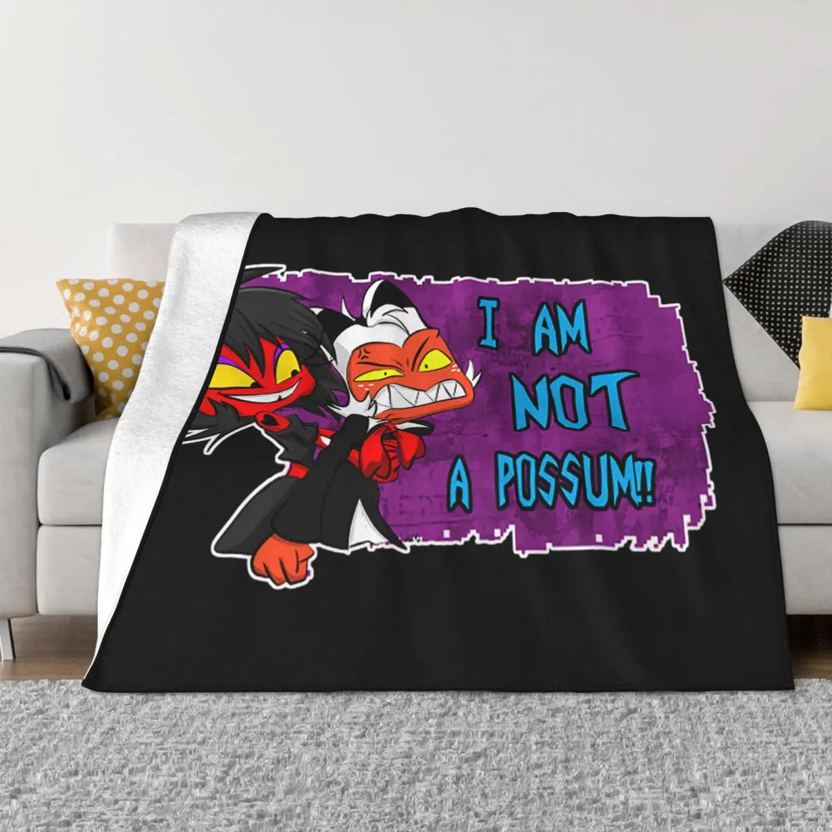 

Moxxie Millie Not A Possum Knitted Blankets Helluva Boss Anime Plush Throw Blankets Bedding Couch Personalised Soft Bedspreads 1