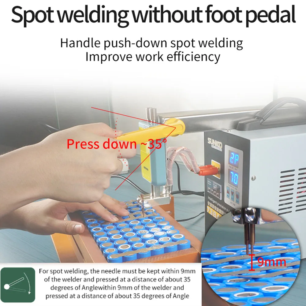 3.6KW SUNKKO 738AL Spot Welding Machine New Upgraded Telescopic Arm Handheld WIth Spot Welding Pens Precision Pulse Spot Welders 3