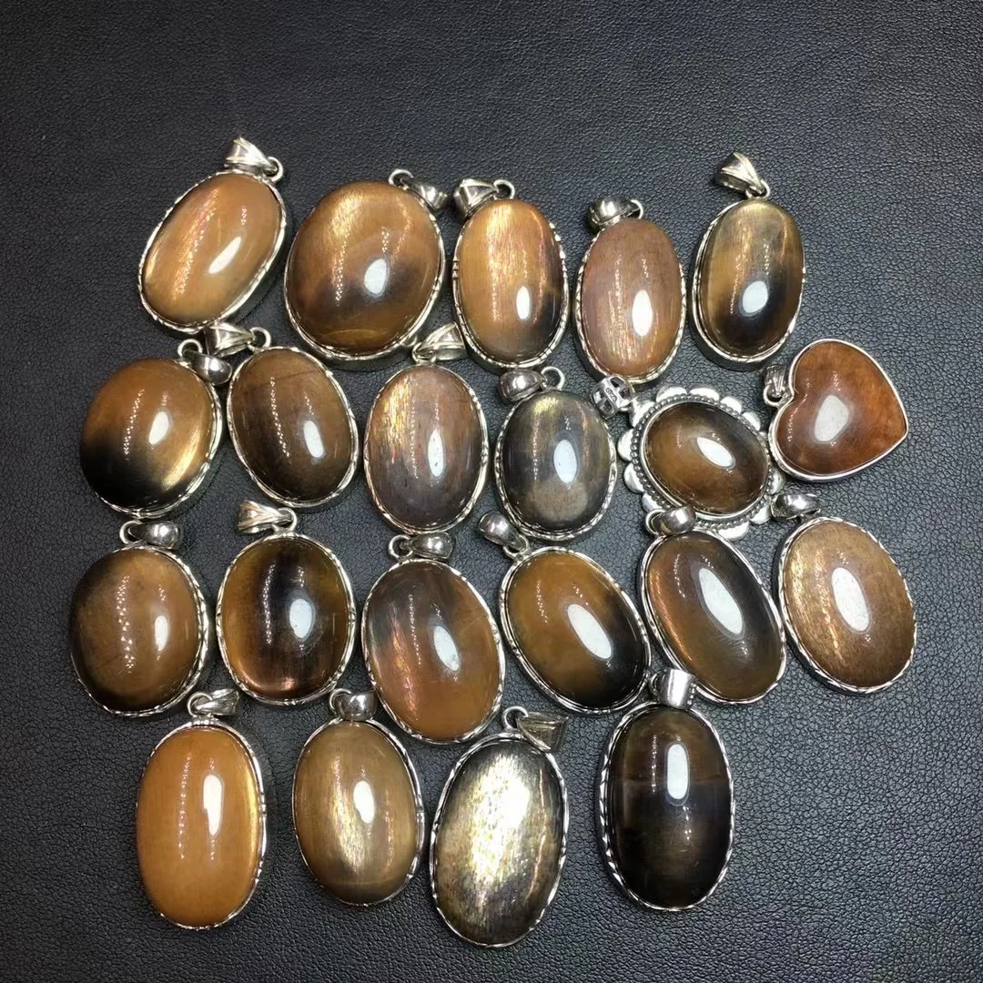 

1 Pc Fengbaowu Natural Sunstone Skeletal Crystal Oval Cabochon Pendant 925 Sterling Silver Reiki Healing Stone Jewelry Gift
