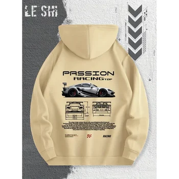 2025 هوديي عالي الجودة بنمط سباق العاطفة للرجال والنساء، قميص رياضي فضفاض عصري كلاسيكي 2