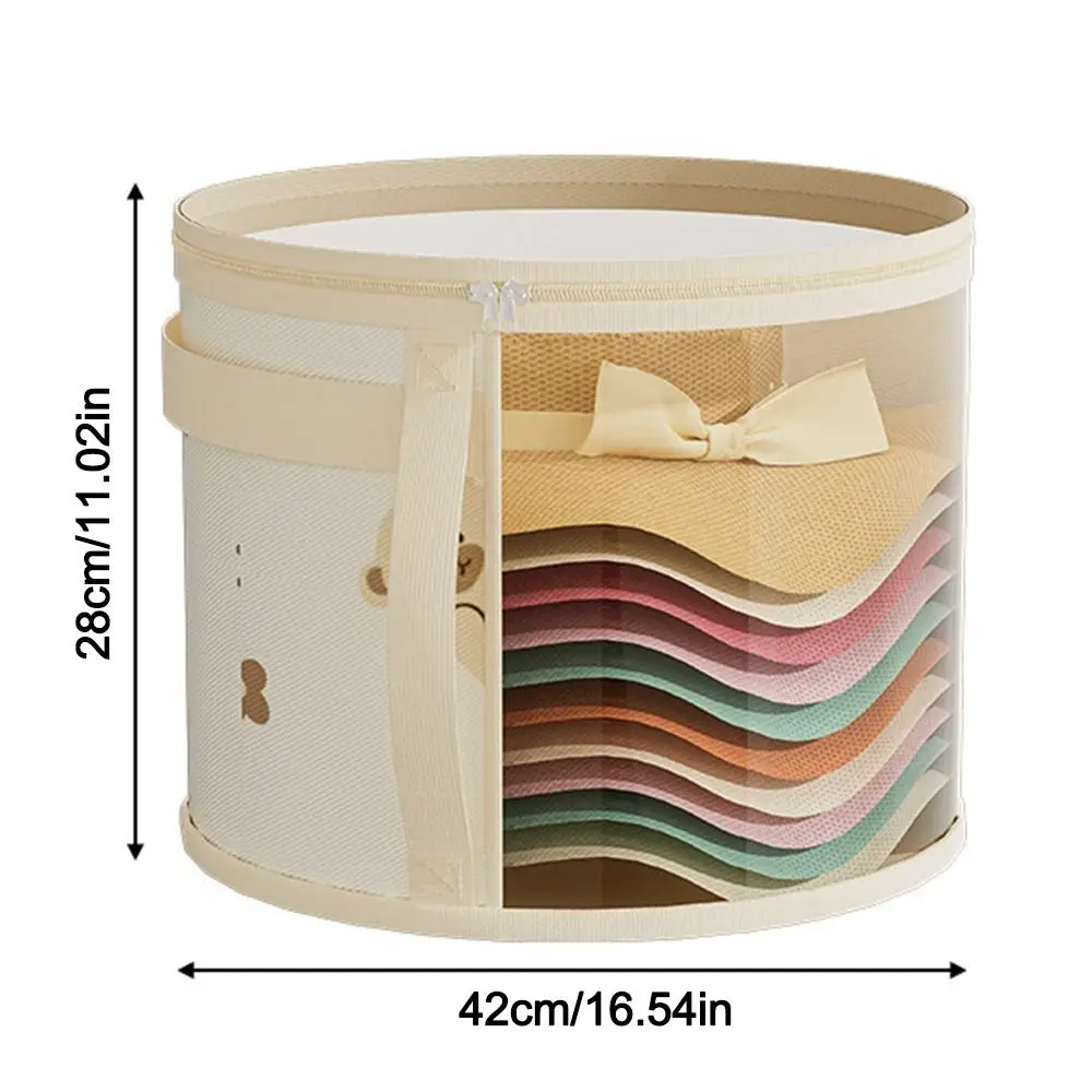 Clear Window Hat Storage Bucket Universal with Handle Clothes Storage Bin Round Brim Closet Organization Cap Storage Organizer 6