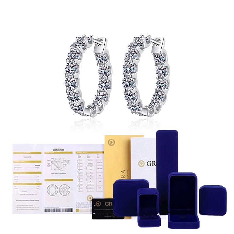 Moissanit - Pendientes De Aro Para Mujer Con Diamantes De