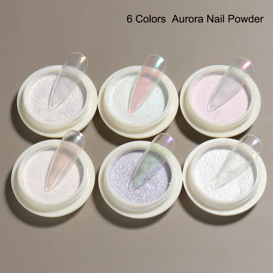 0.5g/Box Aurora Nail Powder Glitter Shiny Iridescent Chameleon Pigment Dust Mermaid Mirror Chrome Nail Art Decorations TR1786-1