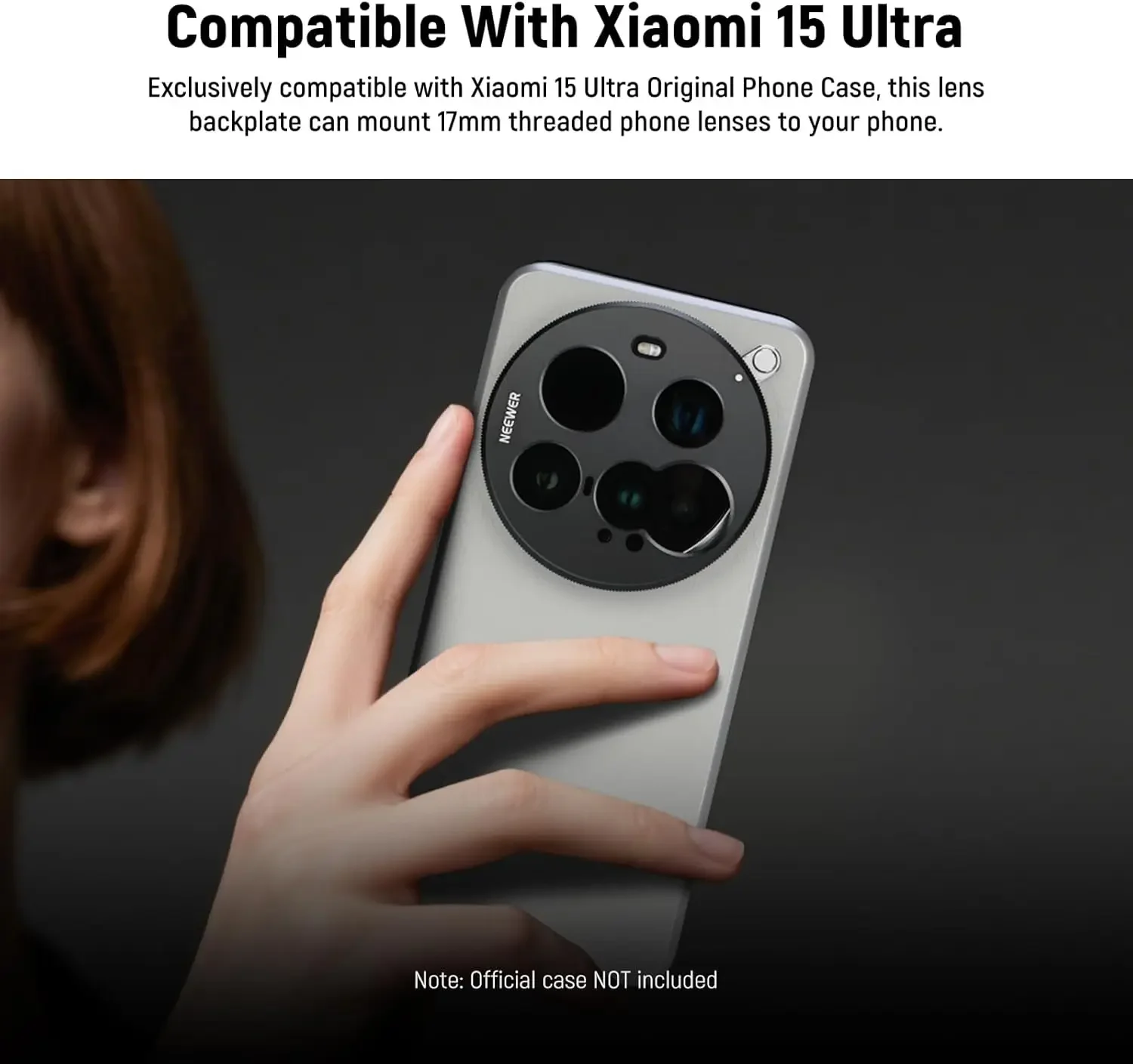 Lens Backplate, Aluminum Alloy 17mm Thread Phone Lens Adapter Holder for Main &