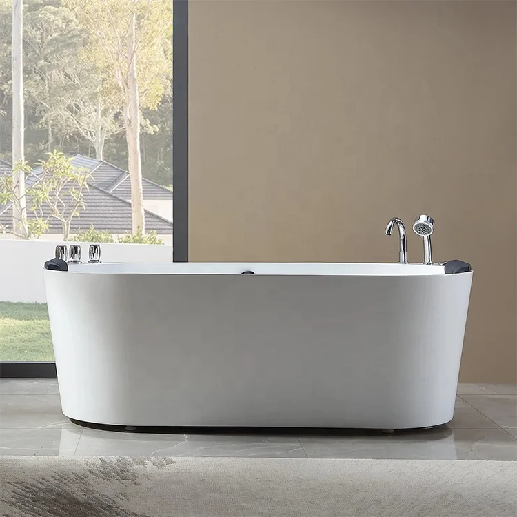 Luxury Oval Indoor SPA Massage Modern Corner Whirlpool Bathtub Hydromassage Water Jet Acrylic Soaking Bath Tub Freestanding