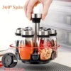 1/7pcs Spice Jar Set Rack Glass Organizer Rotating Glass Seasoning Sugar Pepper Bottles Salt Shakers Holder Kitchen Storage Rack 2