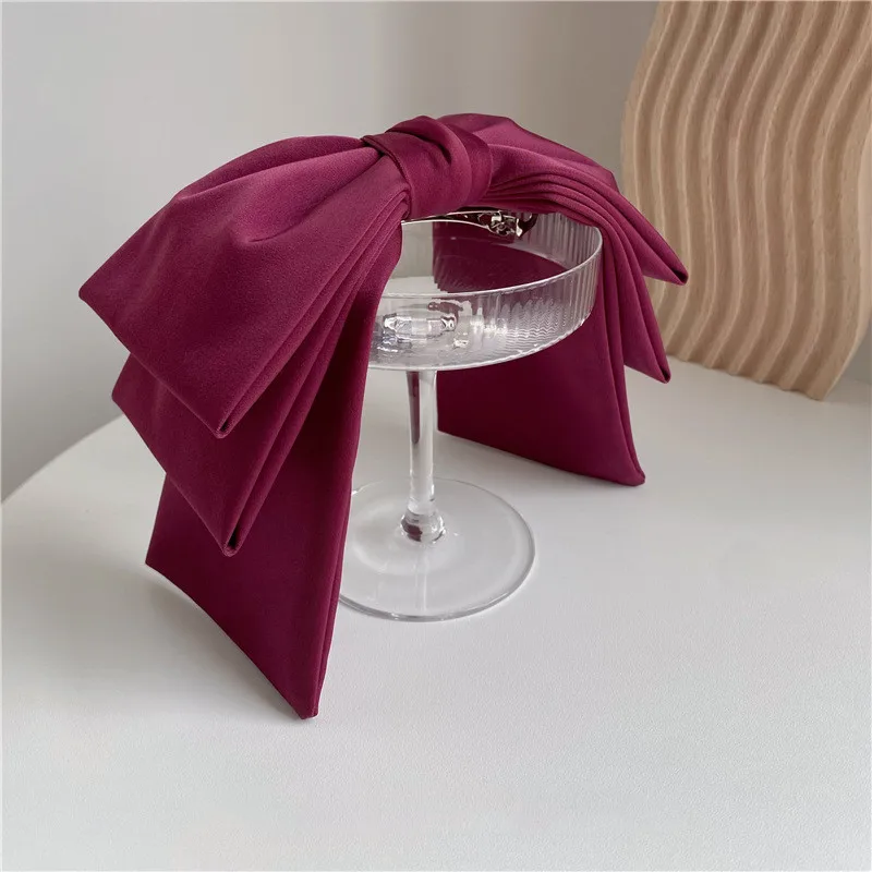 New Fashion High Quatity Satin Big Bow Hairpins Popular Hair Clip Women Sweet Solid Three-layer Bow Drape Hairgrip Accessories