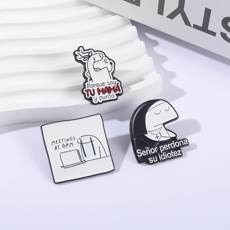 Lustige Linie Mann Emaille Pins Custom Señor perdona su idiotez Broschen Revers Abzeichen Kleidung Schmuck Geschenk für Freunde – Detail 6