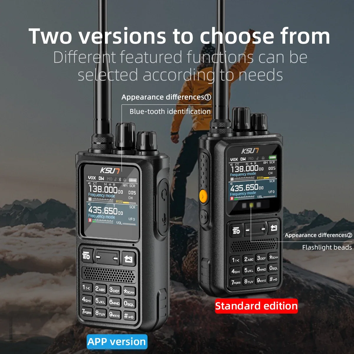 KSUN UV110D VHF UHF Dual Band HAM Radio Transceiver 10W SOS