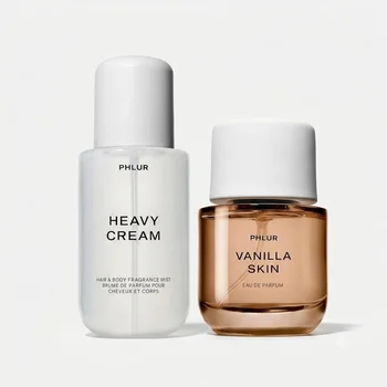 PHLUR Vanilla Skin Eau de+ Heavy Cream Body Spray，50ML+240ML,Long-lasting Perfume, with Vanilla, Pink Pepper, Sandalwood, and Jasmine,Coconut Cream, Jasmine,Gift 1