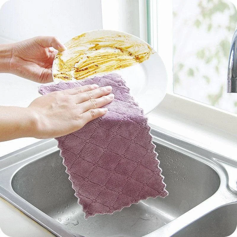 Kitchen Cloth Microfiber Dish Towels Washcloths Super Absorbent Coral  Velvet Dishtowels Premium Cleaning Cloths Non-Stick Oil - AliExpress