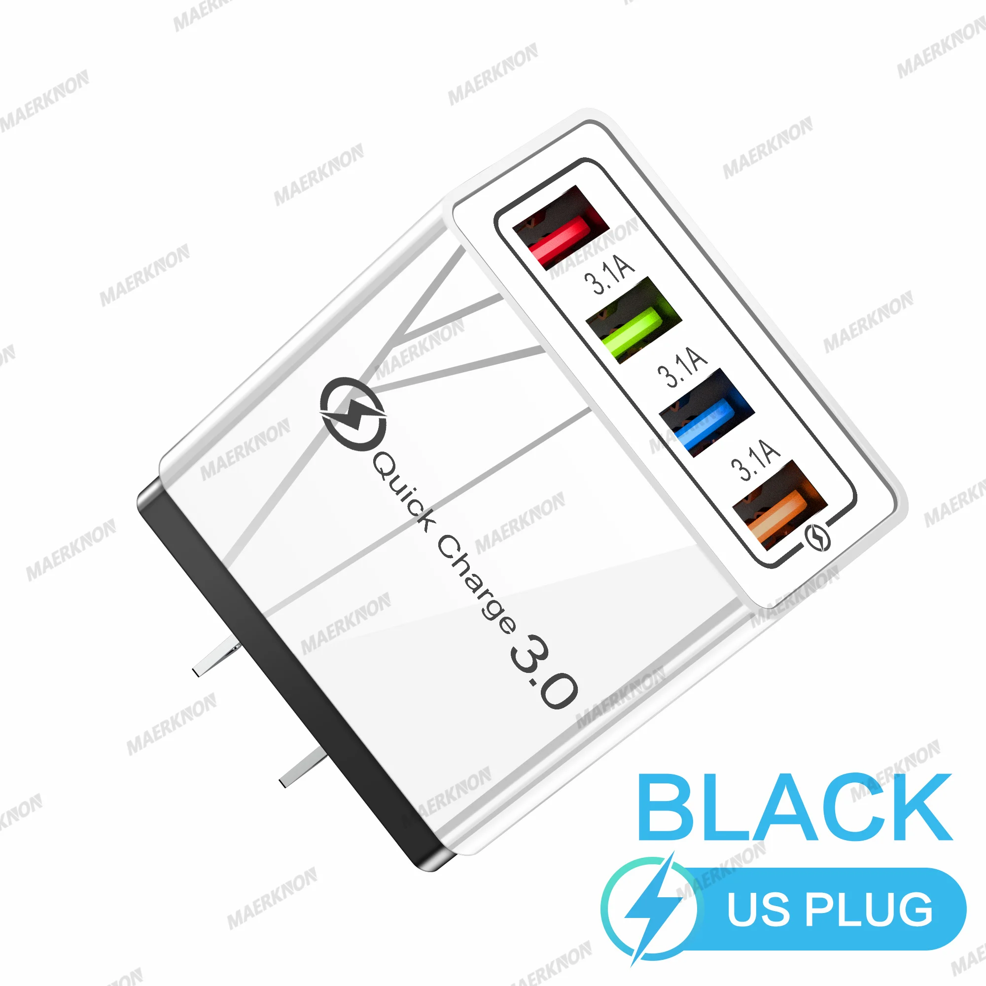 ตัวเลือกสินค้า อะแดปเตอร์ชาร์จ USB 4 พอร์ต ชาร์จเร็ว รองรับ Quick Charge 3.0