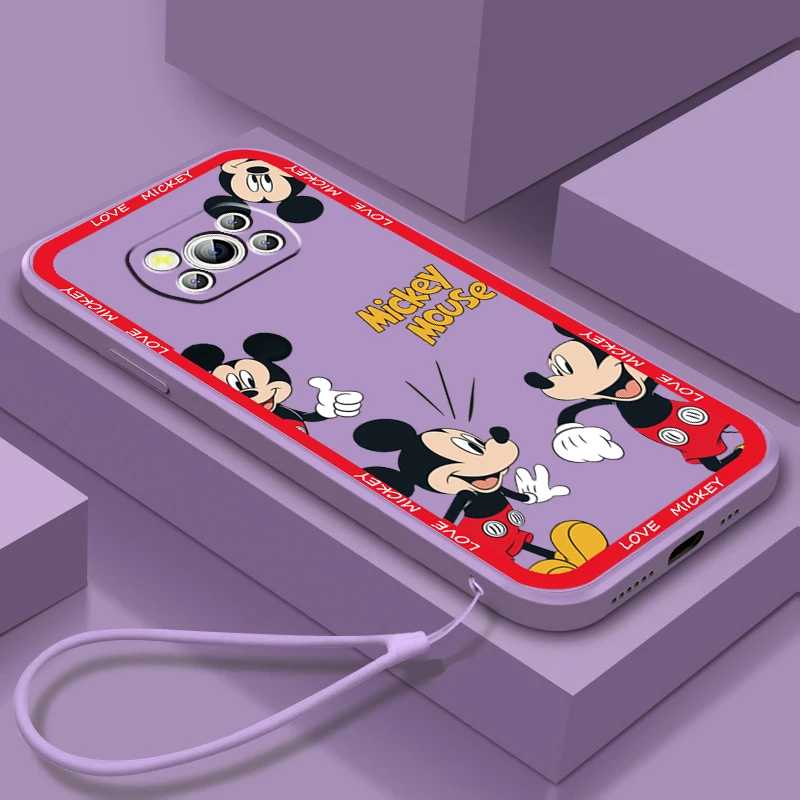

Liquid Rope Funda Mickey Minnie Mouse Cartoon Phone Case For Xiaomi Mi Poco X4 X3 C40 C3 M4 M3 F4 F3 GT Pro NFC 5G Soft Cover