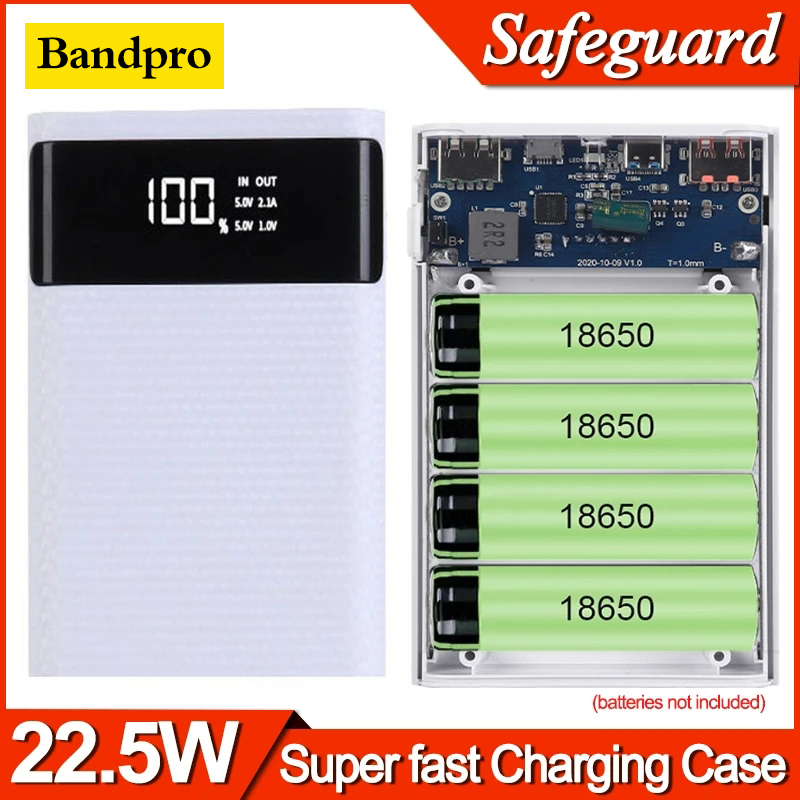 No batteries Super Fast power bank Shell Storage box Dual USB Micro Type C 18650 battery Case Holder For iPhone Without Battery