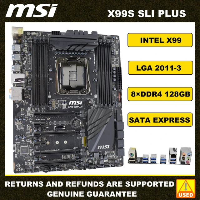 MSI X99S SLI PLUS Intel X99 Motherboard LGA 2011-3 Supports Core i7 8×DDR4  128GB USB3.0 SATA Express SATA III M.2 10Gb/s ATX - AliExpress