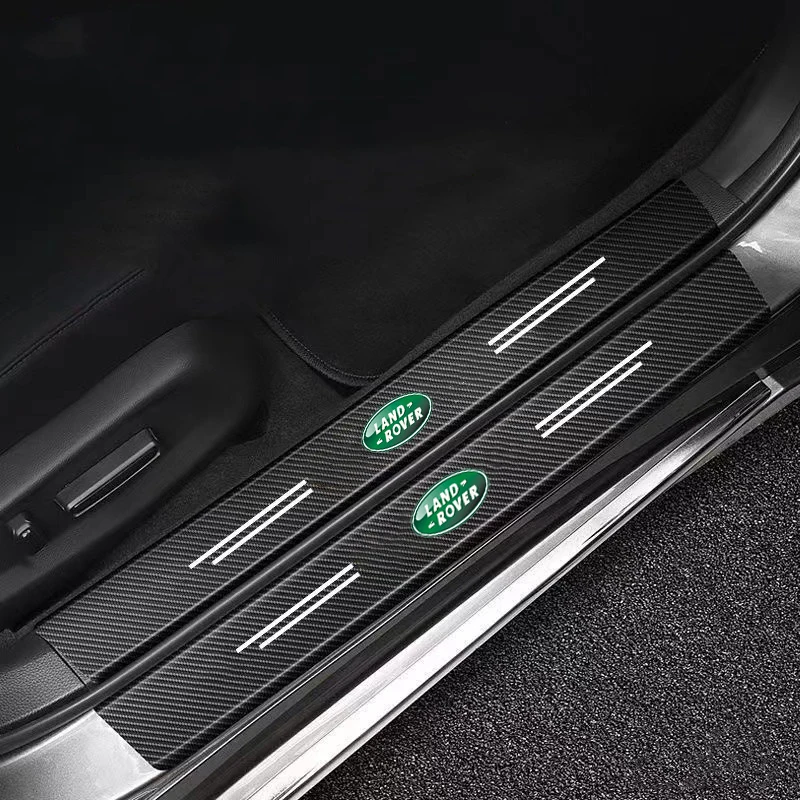 

4pcs Carbon Fiber Door Sill Protector Leather Vinyl Stickers For Land Rover Range Rover Evoque Velar Defender Discovery