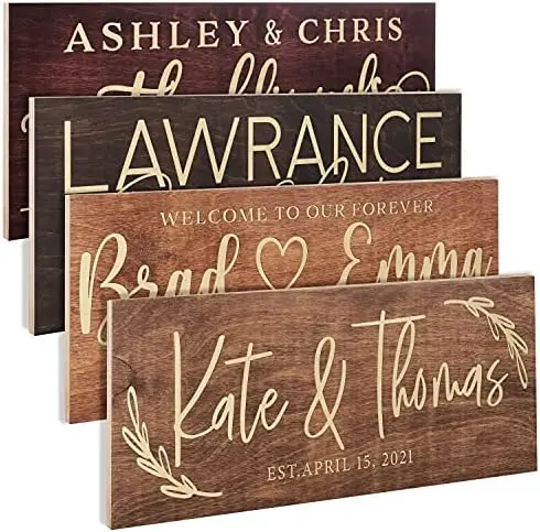 

Wedding Sign, Custom Wood Family Established Sign w/Names & Dates, 15'' X 6'' - 9 Designs W/ 5 Wood Colors, Dr pepper Office de