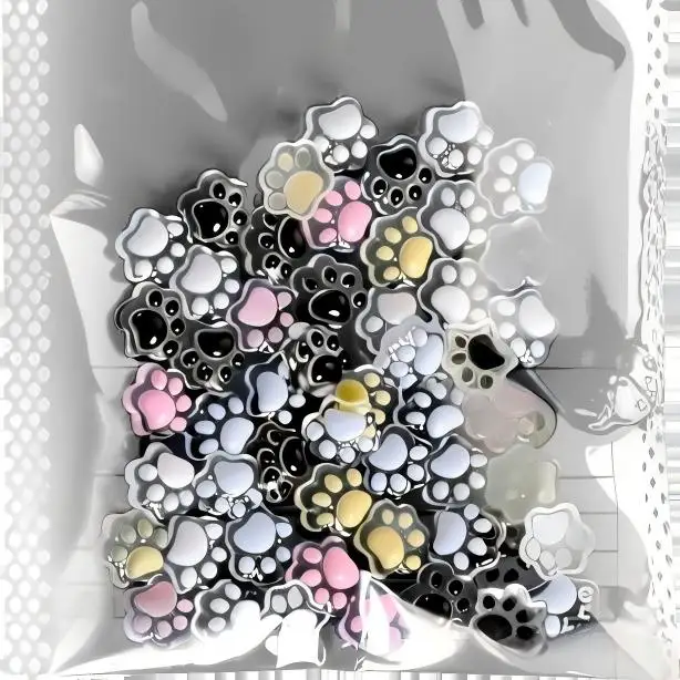 50개 3D 야광 고양이 발톱 네일 참 귀여운 레진 고양이 발 Y2K 네일 아트 장식 DIY 헤어핀 공예품
