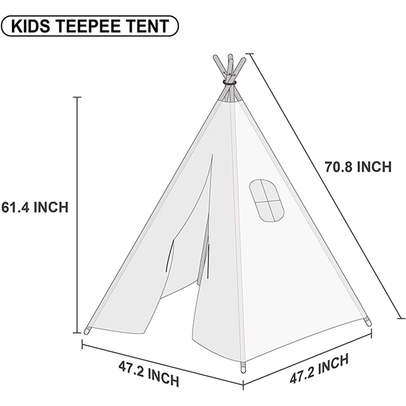 1.8m Children's Teepee Tent for Kids Indoor Outdoor Tipi Child Tent Play House Wigwam for Children Tent House 6