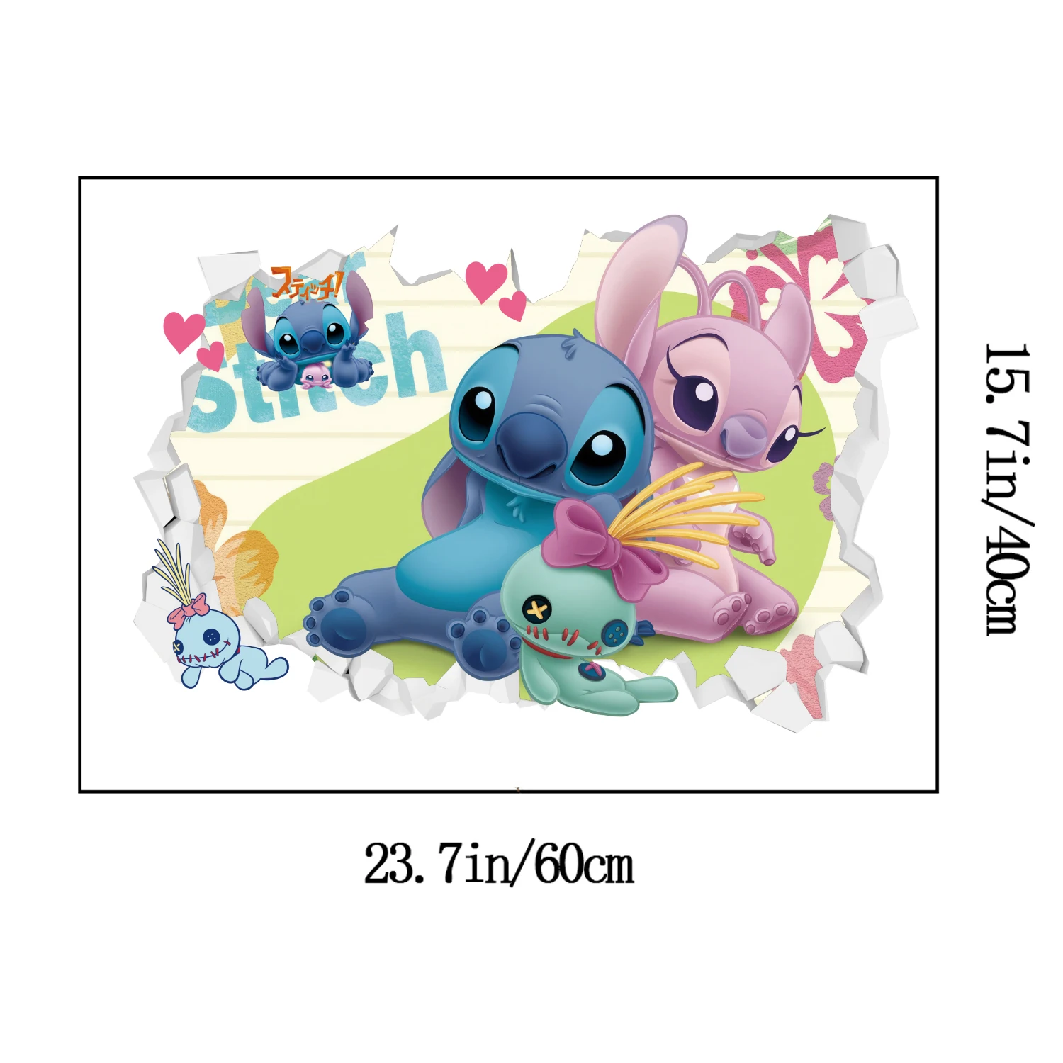 Description Picture 5 of itemMINISO Cartoon Lilo & Stitch Wall Stickers For Kid's Room Kindergarten Living Room Bedroom Wall Decoration Animated Poster