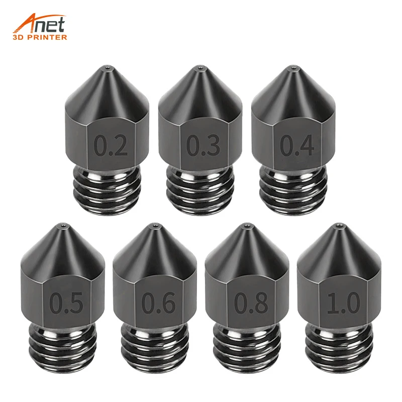 New MK8 Hardened Steel Nozzle Extruder Head For A8 A8Plus Ender 3 CR10 3D Printer Update nozzles 0.2/0.3/0.4/0.5/0.6/0.8/1.0mm