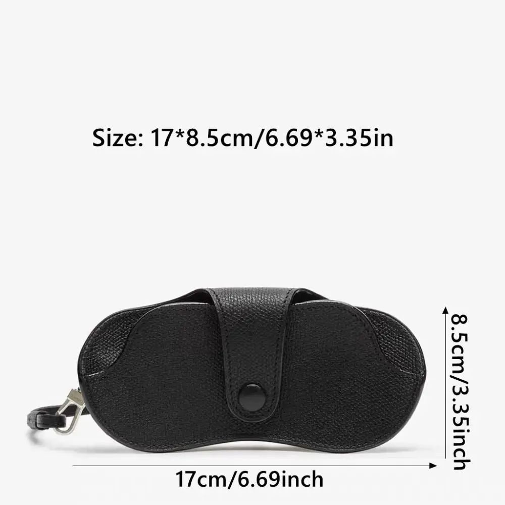 PU Leather Sunglasses Storage Bag with Lanyard Durable Sunglasses Pouch Portable Solid Color SunGlasses Holder