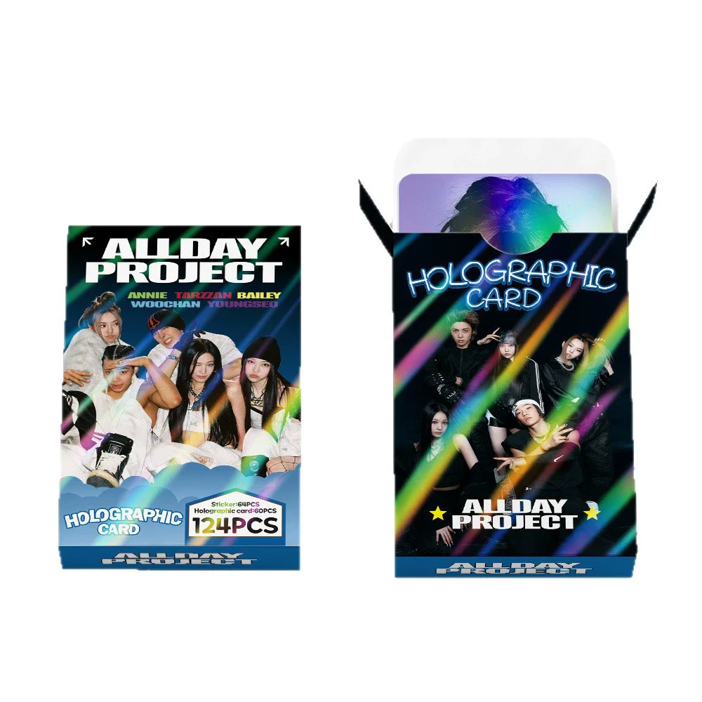 124Pcs 한국어 Allday 프로젝트 홀로그램 포토 카드 세트-Annie Tarzzan Bailey LOMO Collectible Cards 스티커 선물