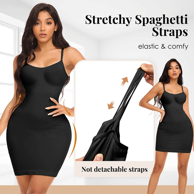 Body Shaper For Women Under Dress One Piece Full Slip Waist Trainer  Shapewear Classic Cami Dress With Adjustable Spaghetti Strap