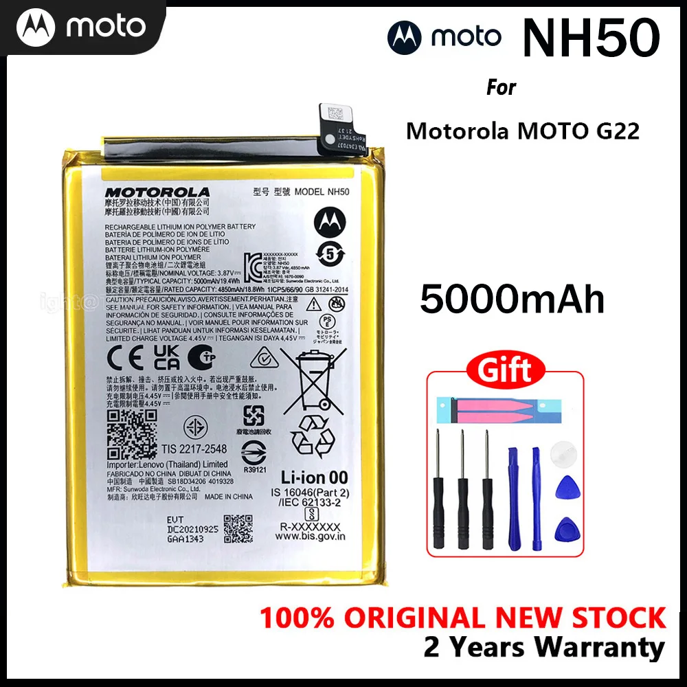 Motorola 100 Original NH50 5000mAh Battery For Motorola MOTO G22