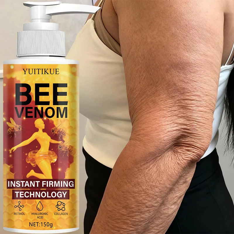 Bee venom firming cream, rich in retinol, hyaluronic acid, and collagen, provides instant hydration and firming.