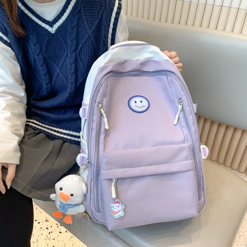 Waterproof Fashion Girls Backpack High-capacity High School Bookbag Women Travel Mochila Nylon Laptop Bagpack College