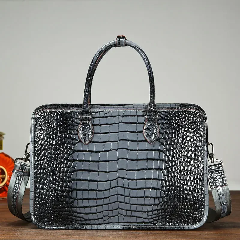 New Fashion Alligator Men's Briefcase Crocodile Pattern Cow Leather Travel Bags Handbags Men Shoulder Bag Messenger Laptop Bags 5