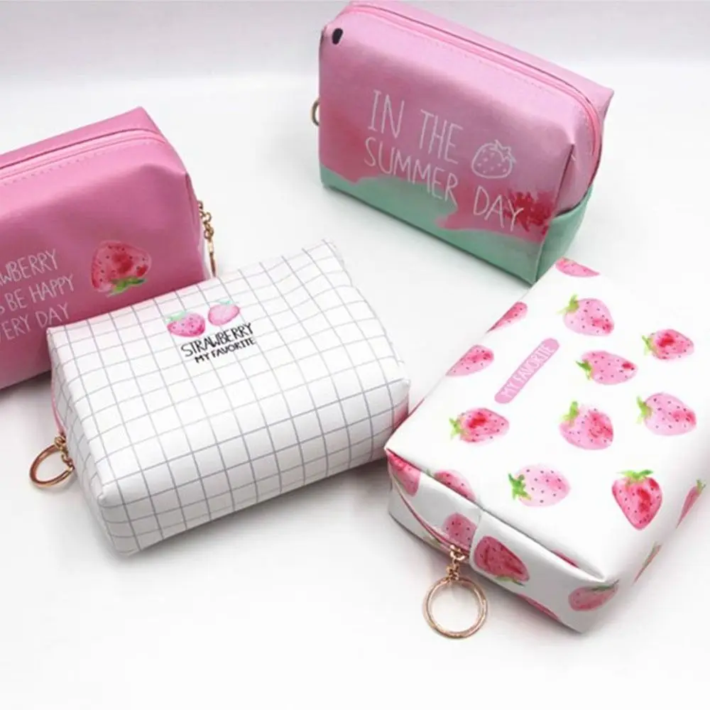 

Portable Makeup Bag Large-Capacity Multi-Functional Zippered Toiletry Storage Bag Pink Space Saving Cosmetics Storage Box