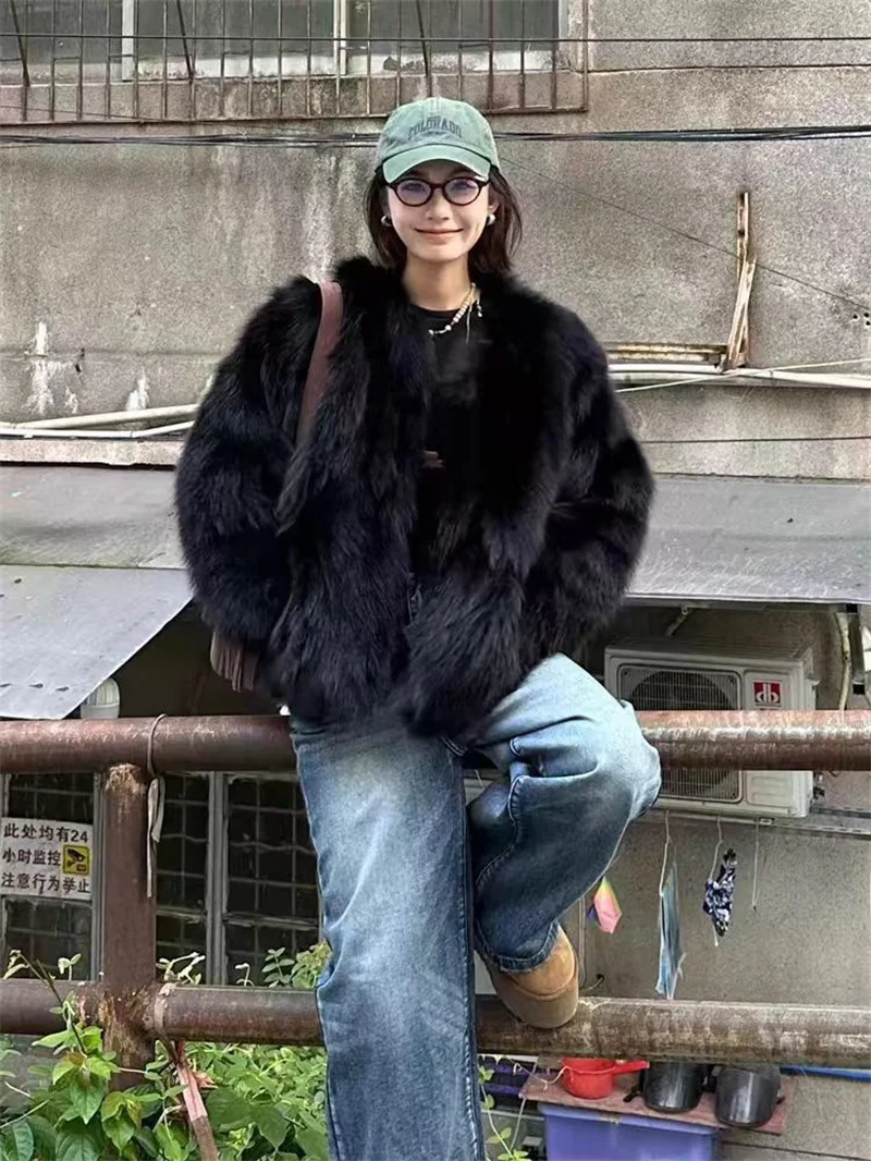 2024 Imitation Fox Fur Eco Friendly Fur Coat Cardigan Women's