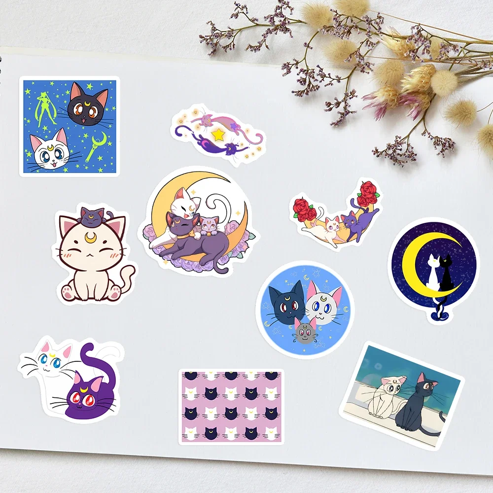 Cute Lunna Cat Stickers Cartoon Anime DIY Toy Gift Decal Graffiti for Phone Laptop Bottles Scrapbook Kids Waterproof