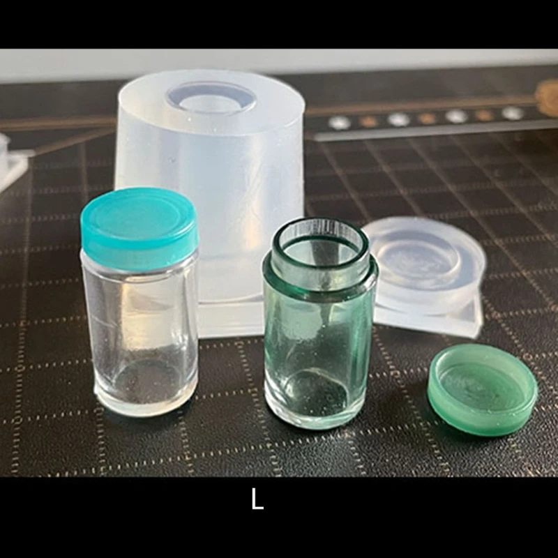 

F19D DIY Crystal Resin Mold Bottle Storage with Lid Cover Silicone Mold 3D Cans Casting Tool for Jewelry Container Box