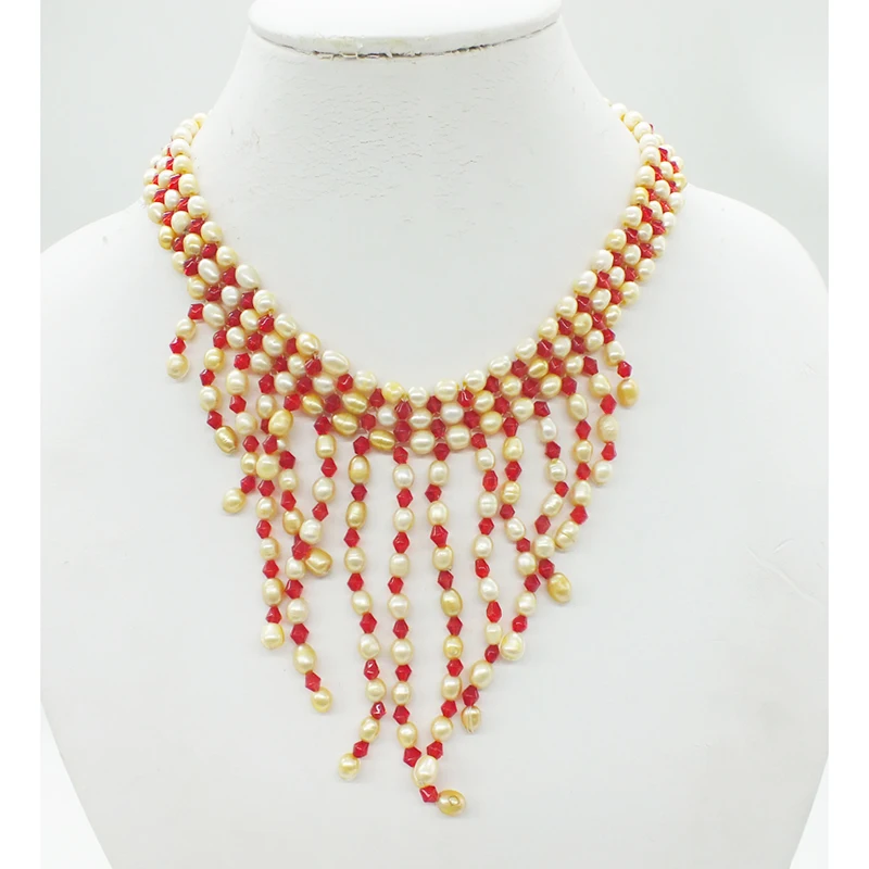 

Classic hand-woven natural freshwater pearl necklace 18"