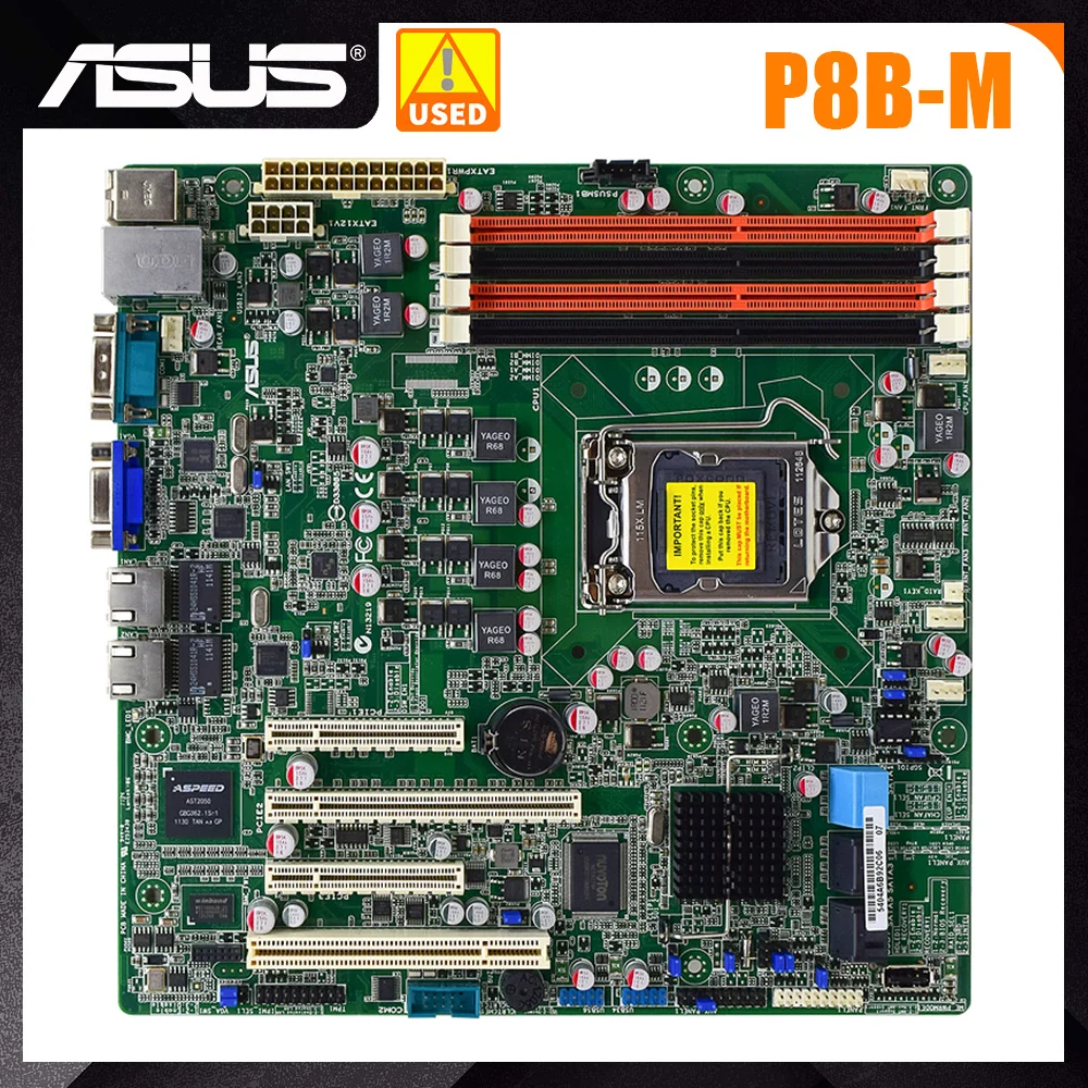 

ASUS P8B-M Motherboard Intel C204 Chipset Socket 1155 Supports 4×DDR3 32GB PCI-E X16 2×RJ45