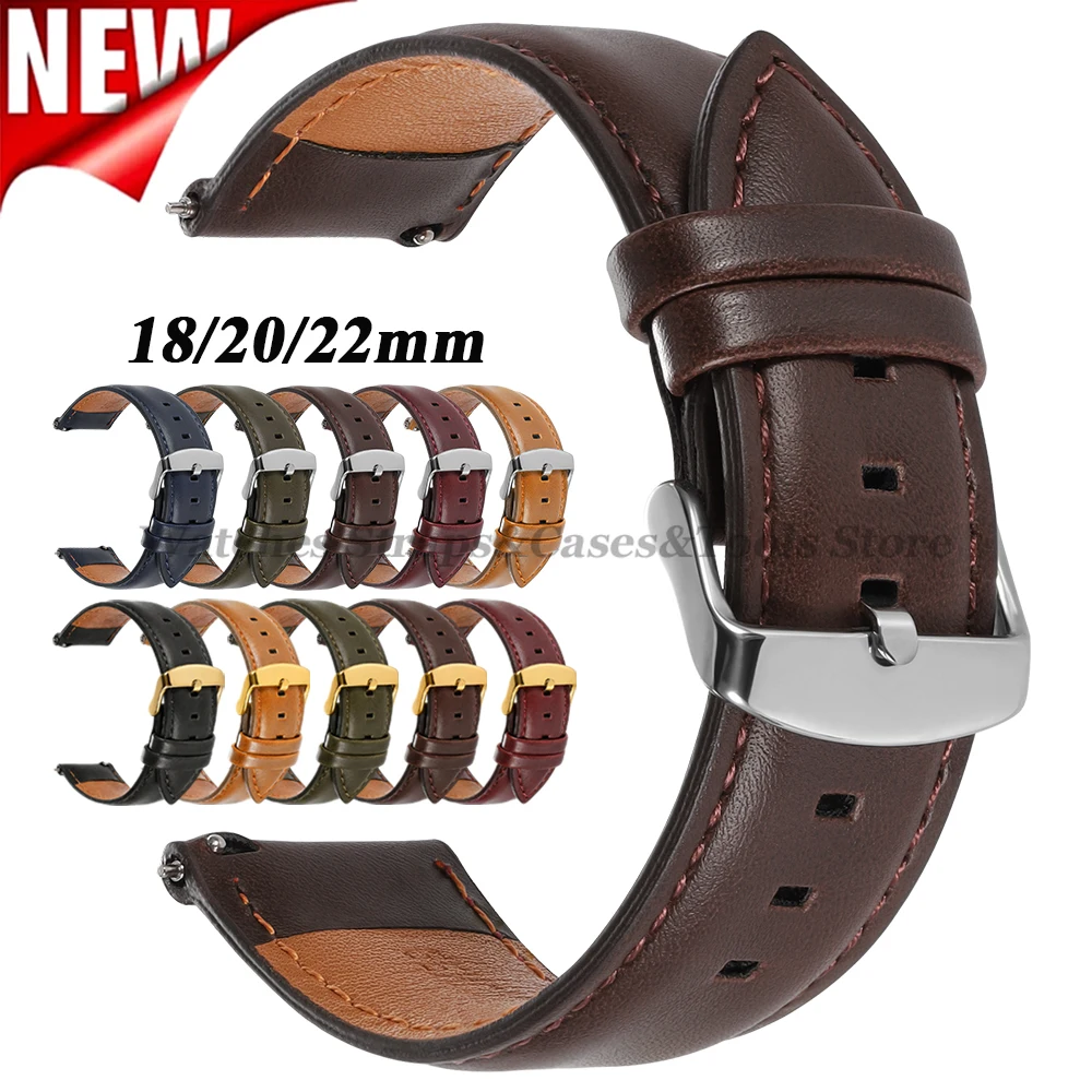 Vintage Brown Cowhide Leather Quick Release Strap - 18mm, 20mm, 22mm