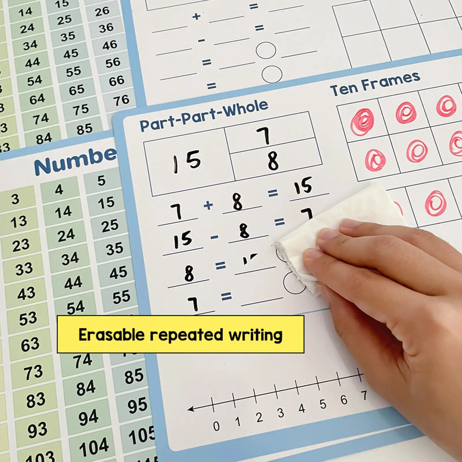 10Pcs 숫자 라인 양면 교육 보조 도구 수학 연습 유치원 교실 유치원 홈스쿨을 위한 작은 화이트 보드