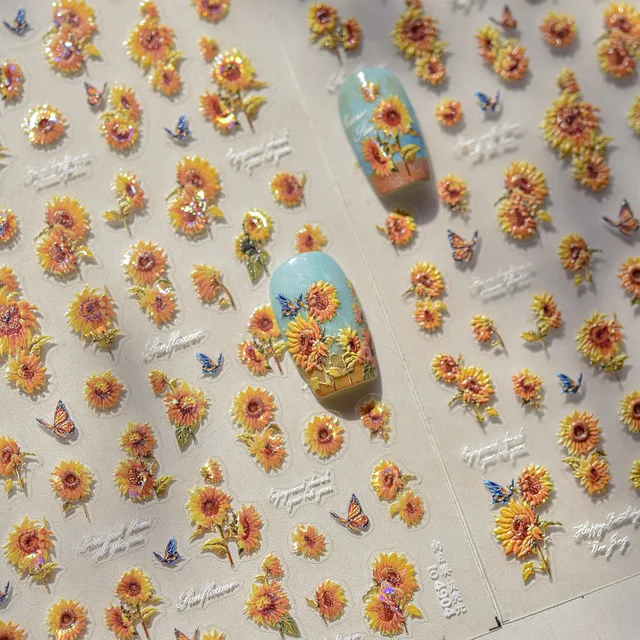 Shiny Sunflower Butterfly Daisy Oil Painting Plants 5D